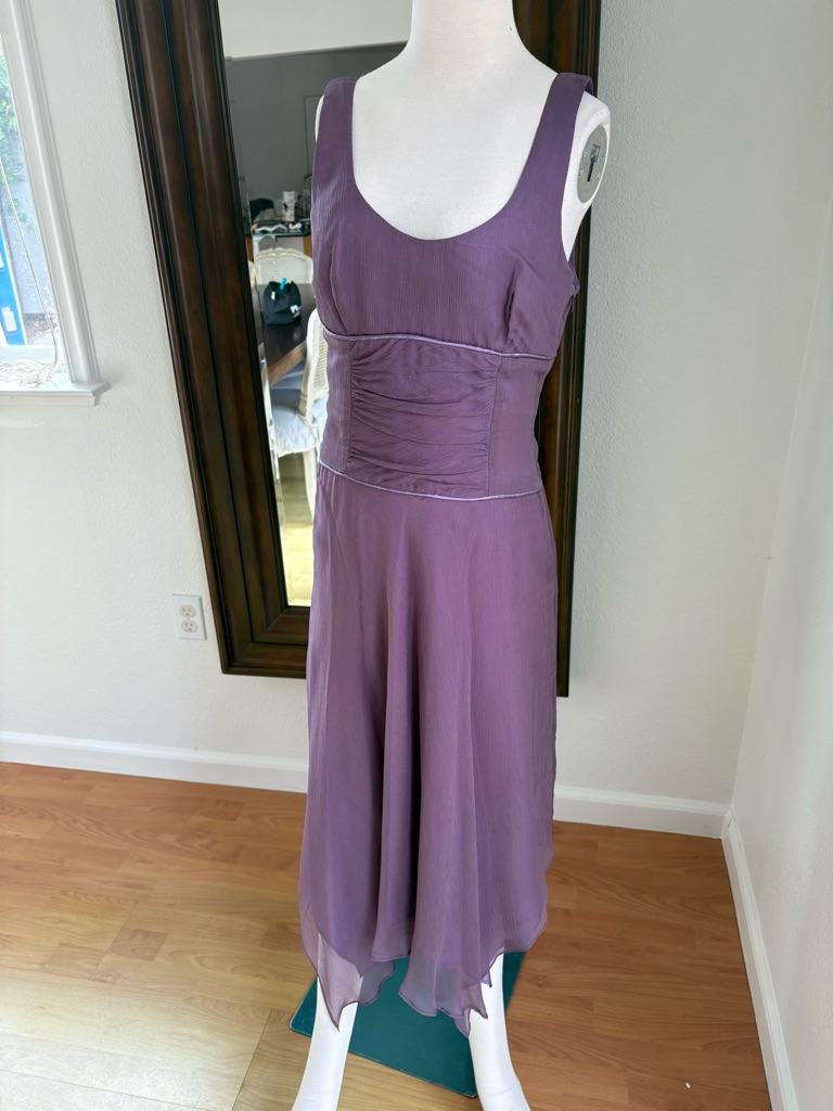 Sleeveless Purple Midi Dress 100% Silk